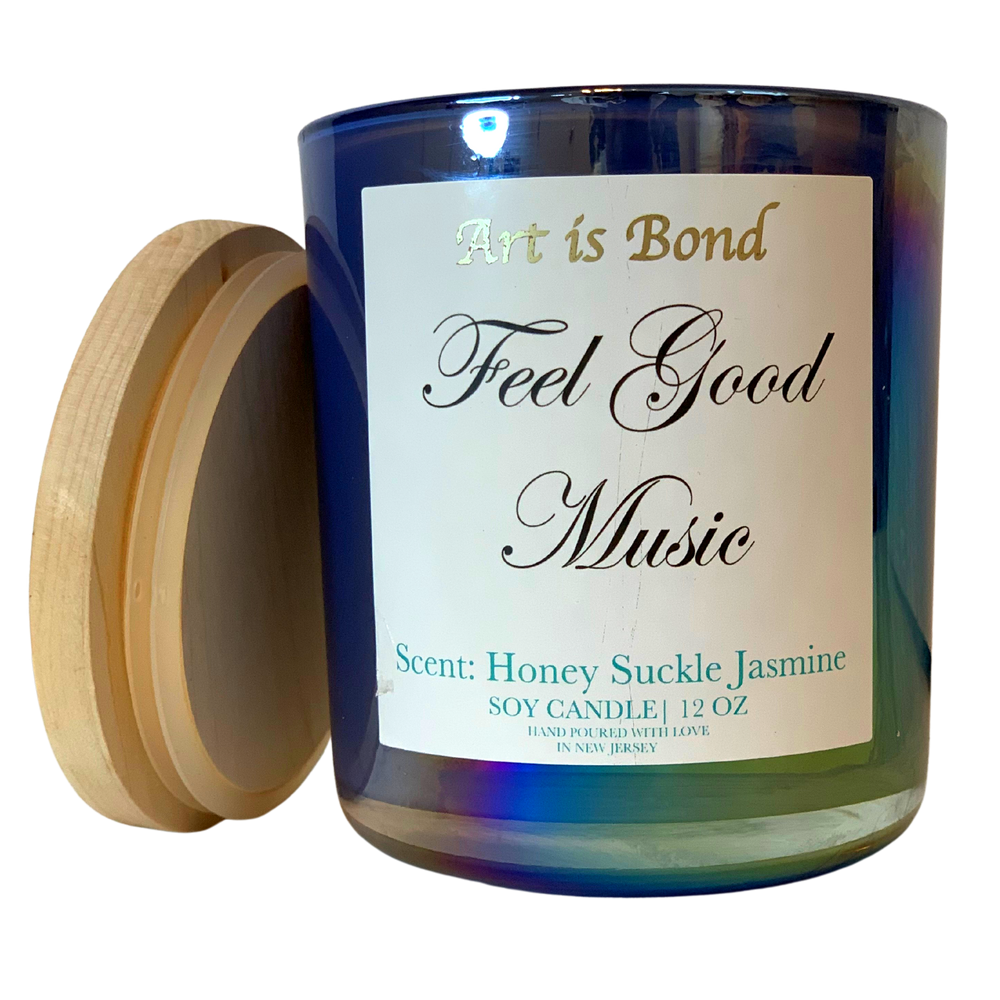 Feel Good Music 12 Oz Soy Candle with Custom Playlist for the Ultimate Vibe!