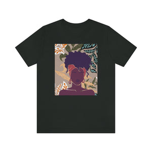 Abstract Black Woman on Printed Background Unisex Short Sleeve Tee