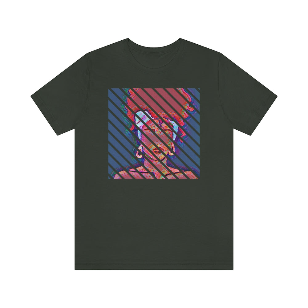 
            
                Load image into Gallery viewer, Abstract Woman with Head Scarf on Stripe Unisex Short Sleeve Tee
            
        