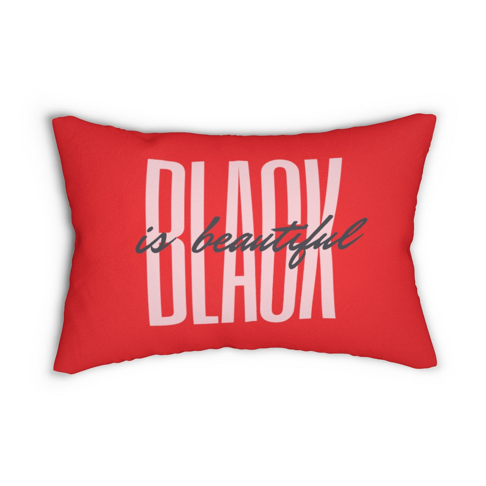 Black is Beautiful Spun Polyester Lumbar Pillow - Red