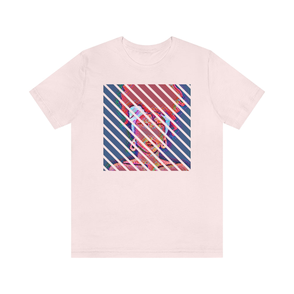 Abstract Woman with Head Scarf on Stripe Unisex Short Sleeve Tee