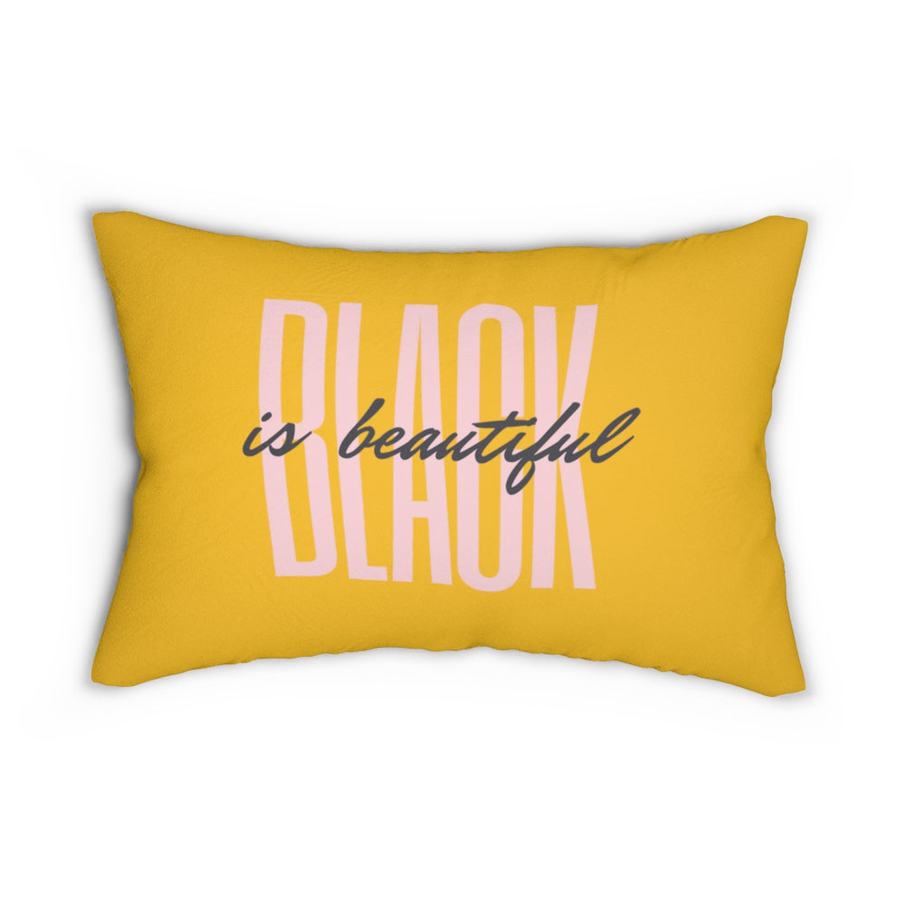 Black is Beautiful Spun Polyester Lumbar Pillow - Yellow