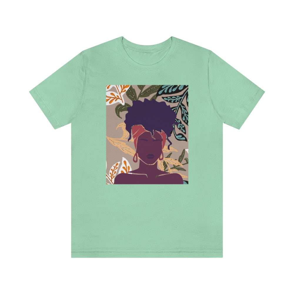 Abstract Black Woman on Printed Background Unisex Short Sleeve Tee