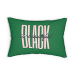 Black is Beautiful Spun Polyester Lumbar Pillow - Green