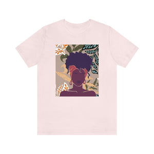 Abstract Black Woman on Printed Background Unisex Short Sleeve Tee