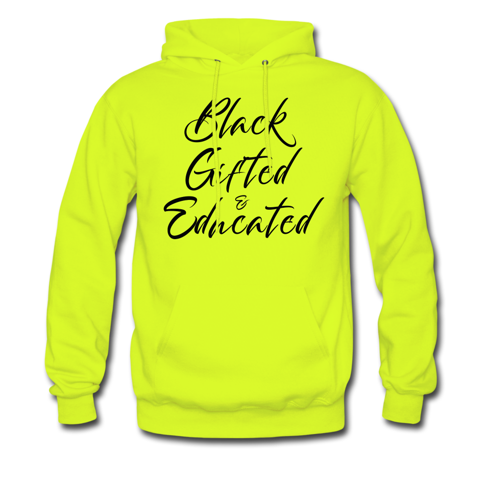 Black, Gifted and Educated Unisex Hoodie - safety green